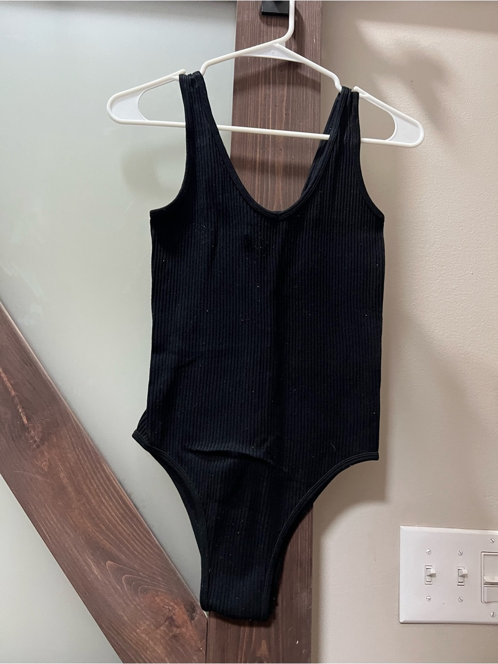 Classic Black Ribbed Scoop Bodysuit